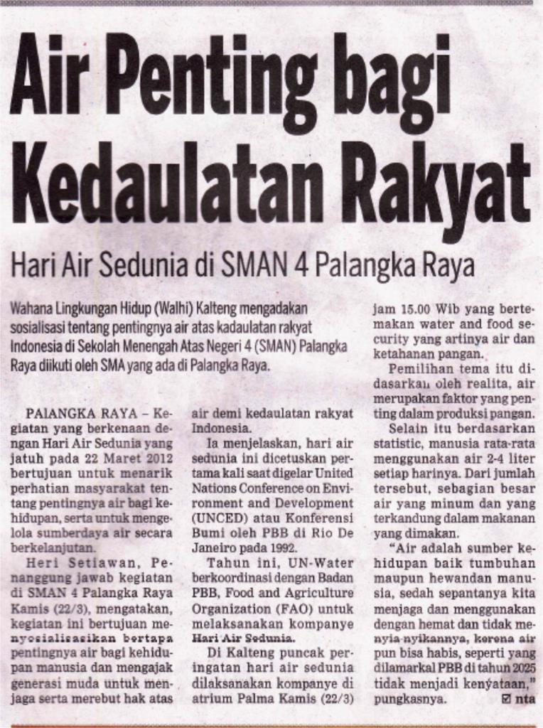 Air penting bagi kehidupan masyarakat