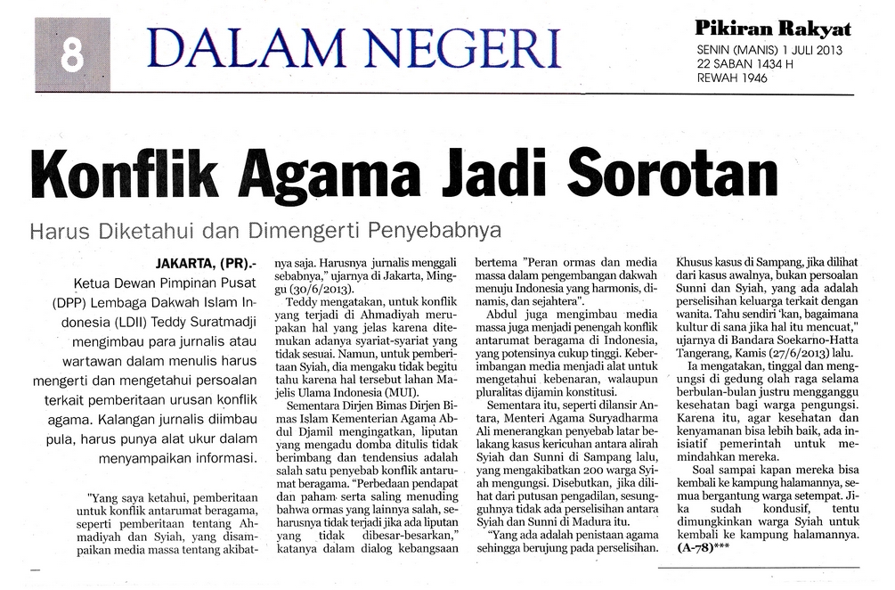 Konflik agama jadi sorotan