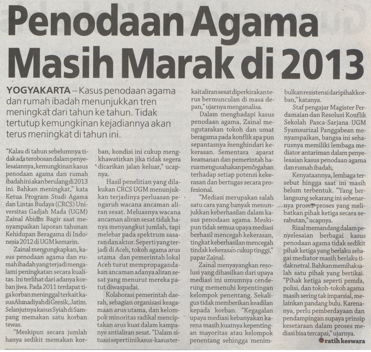 Penodaan agama masih marak