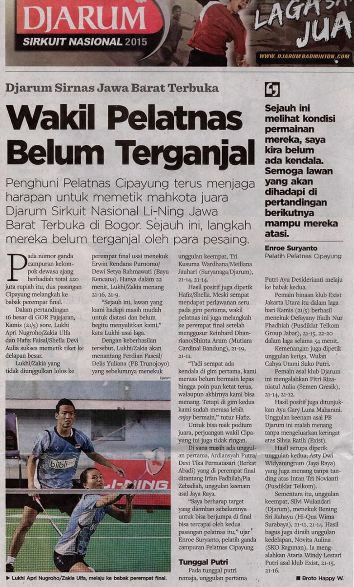 Wakil pelatnas belum terganjal