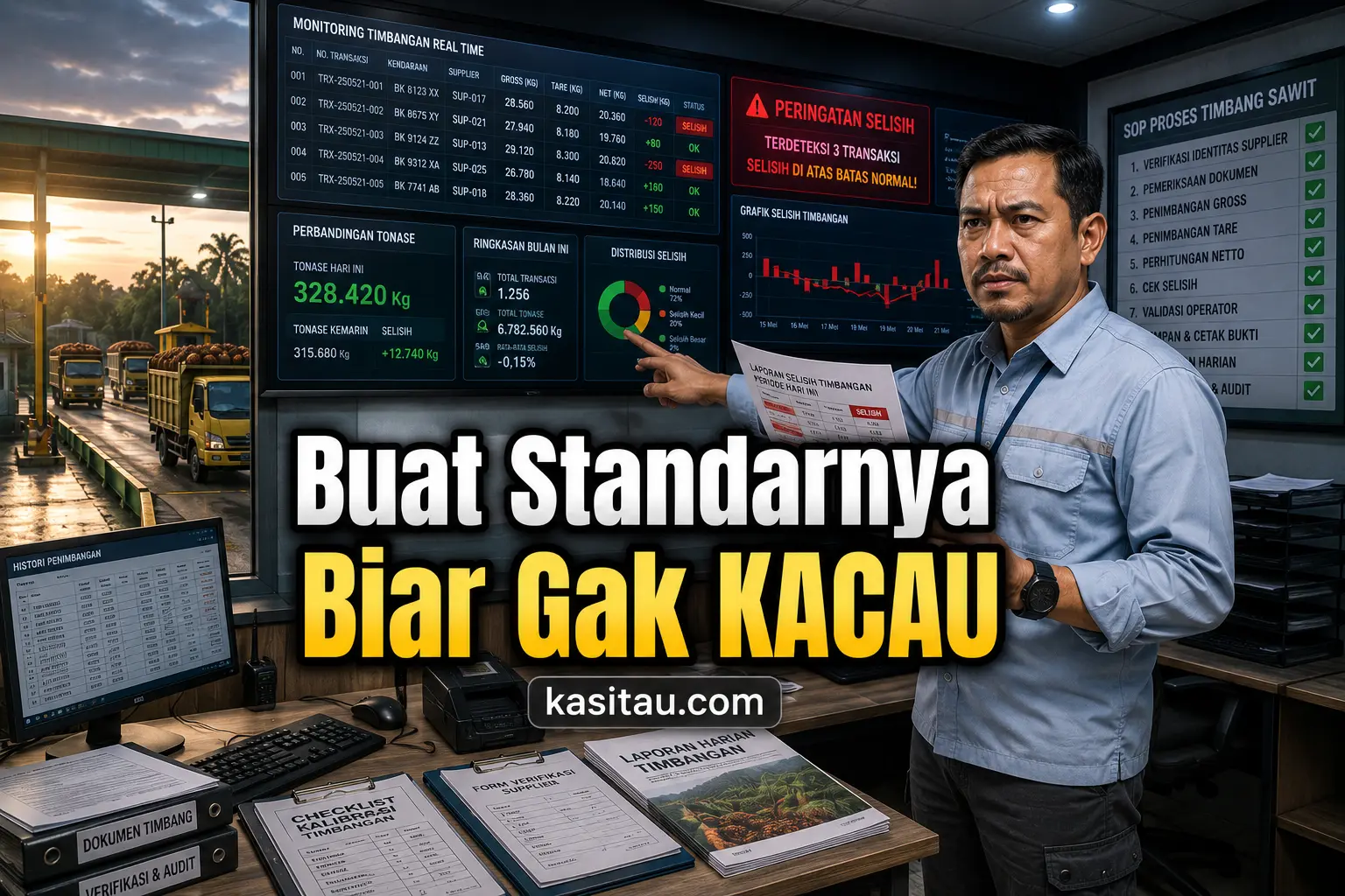 Sering Terjadi Selisih Timbangan Sawit? Ini Cara Standarisasi Proses Timbang Agar Data Selalu Akurat
